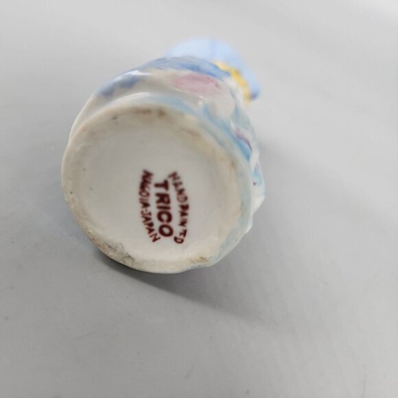 VINTAGE 1920's-30's TRICO NAGOYA JAPAN HAND PAINTED LADY HANDLE VASE 3" TALL - Picture 4 of 6